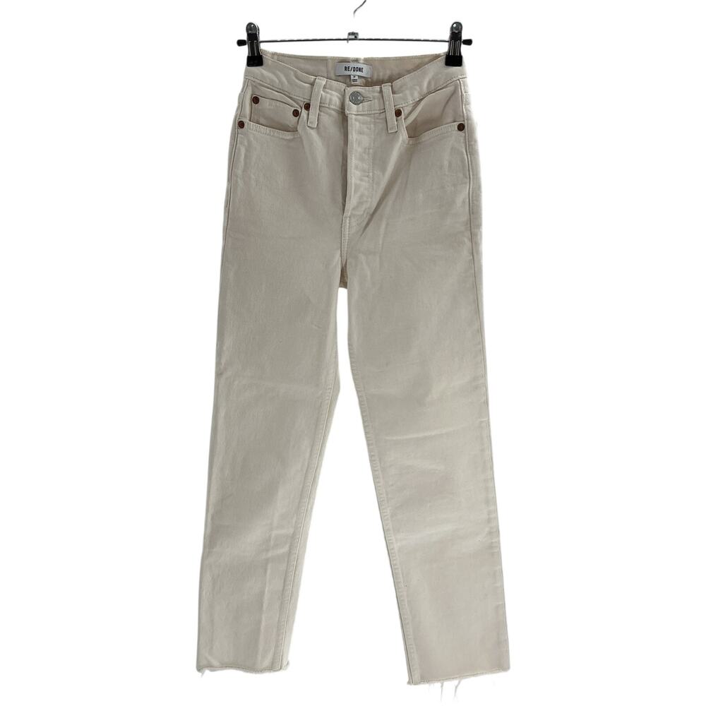 Re/Done Classic Ivory 70s High-Rise Stove Pipe Denim Jeans Size 24